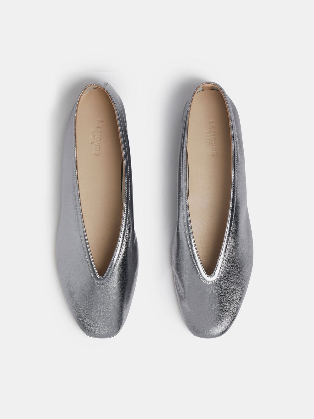 NIB Current Le Monde Béryl Luna Slipper Metallic Silver Leather Flats EU 37 US 7